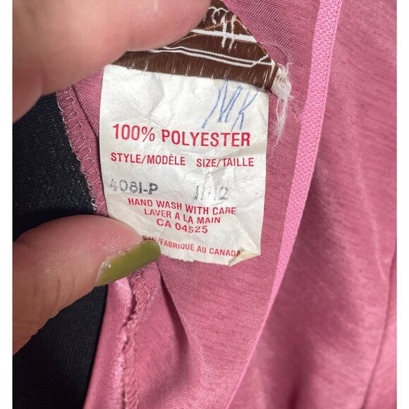 Vintage 80s gown, pink satin dress, long sleeves, modest officewear - Picture 9 of 9